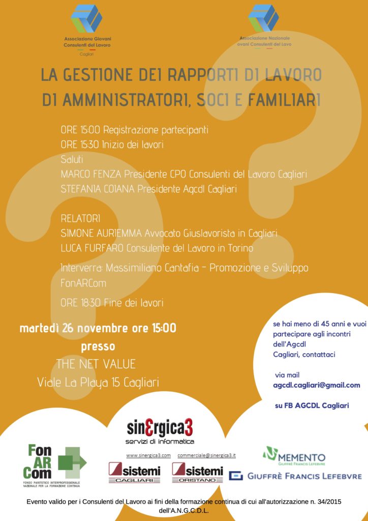 Gestione dei rapporti di lavoro Cagliari 26 novembre 2019